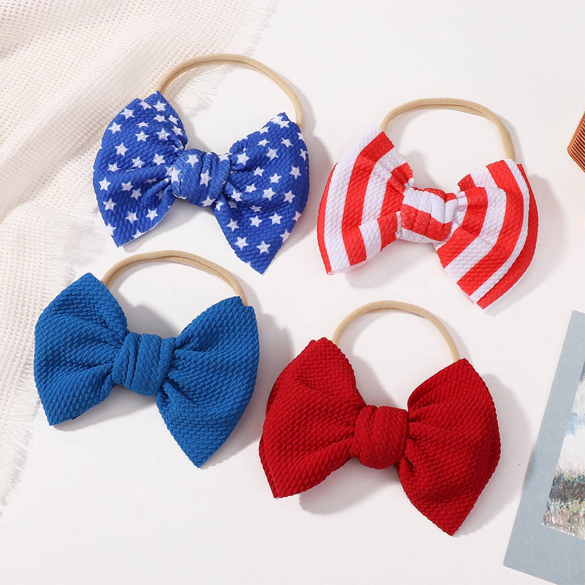 STRIPED CHILDREN'S HAIRBAND BOW HAIR ROPE_CWAHA2351
