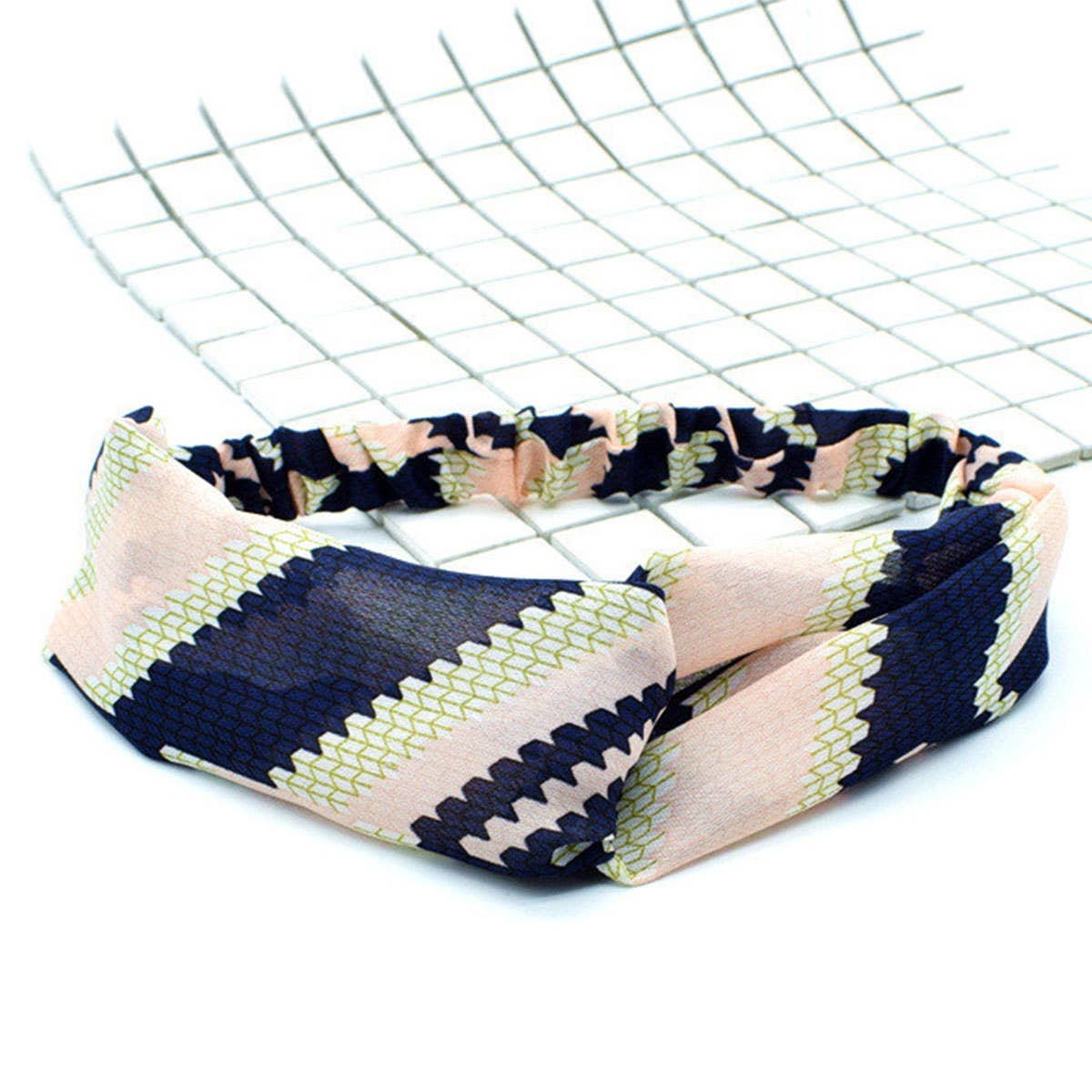 Silk hair band with interlaced patterns