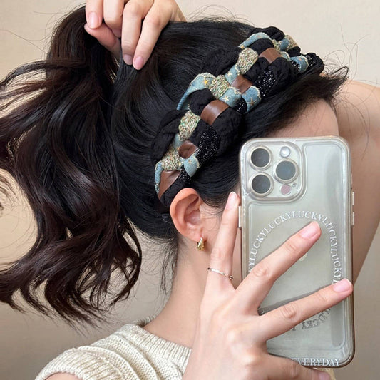 DENIM STAR TWIST HEADBAND HAIRPIN HEADDRESS