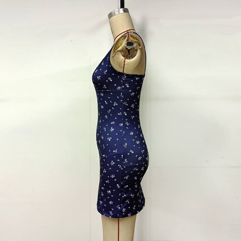 Printed Strappy A-Line Mini Dress