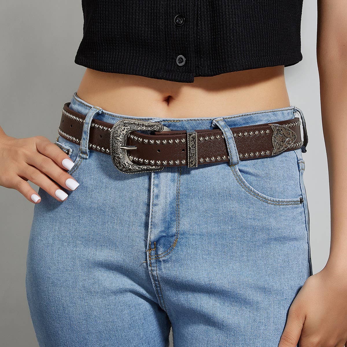 CWABE0560_PUNK BELT WITH SILVER STUDS