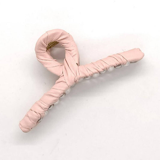 Stylish Simple PU Leather Wrapped Hair Claw_CWAHA6376