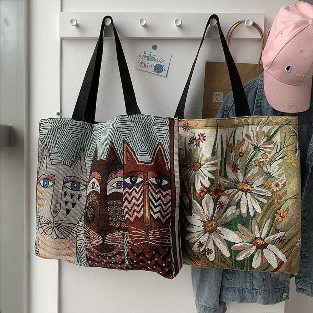 TOTE BAGS CANVAS WITH VINTAGE PRINTS_CWAB2063