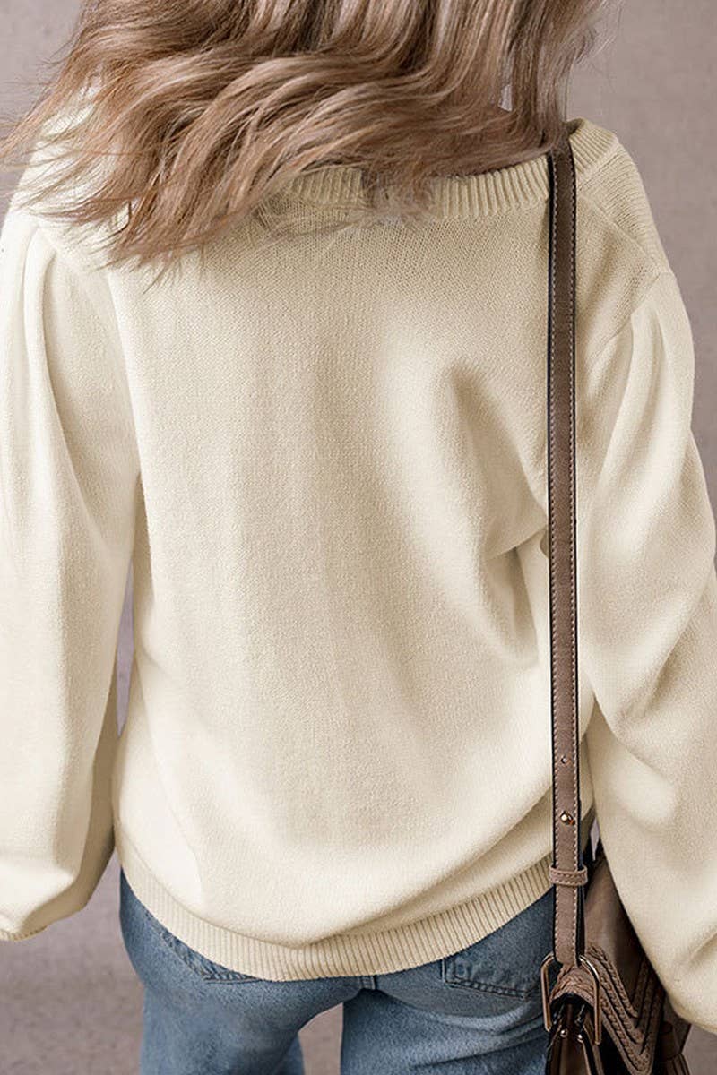 CWOCAL00695_SOLID V NECK HOLLOW OUT BUTTON KNIT CARDIGAN