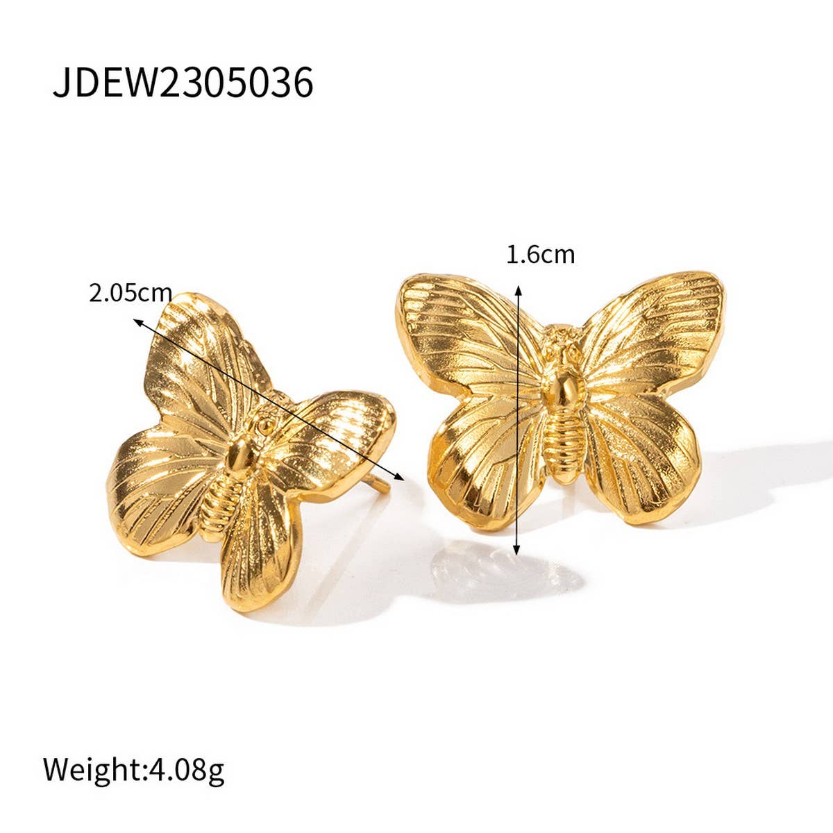 Stylish 18KGold Double Round Butterfly Open Bangle_CWAJE4716