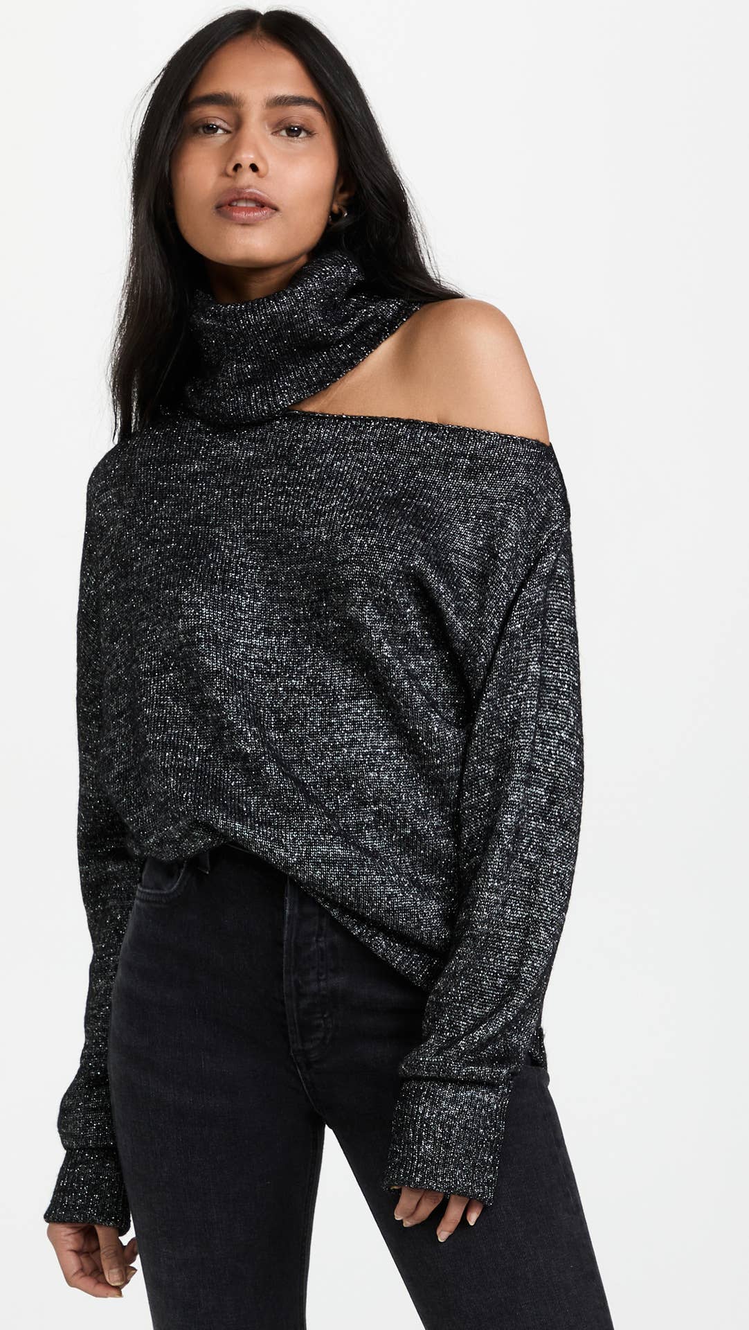 SEXY SWEATER WITH TWO LAPELS MISSING SHOULDERS