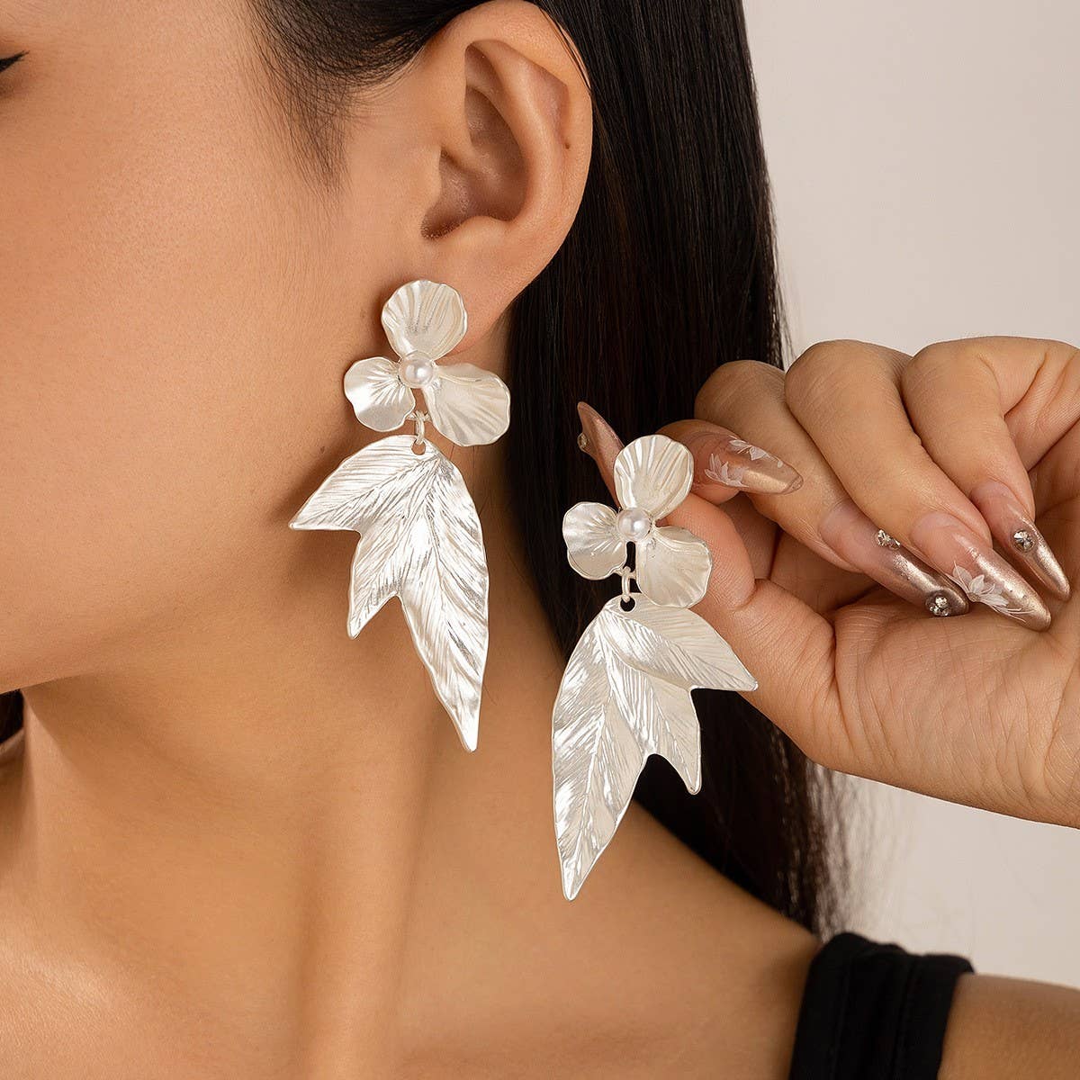 SWEET AND COOL 3D GINKGO LEAF AND FLOWER EARRINGS