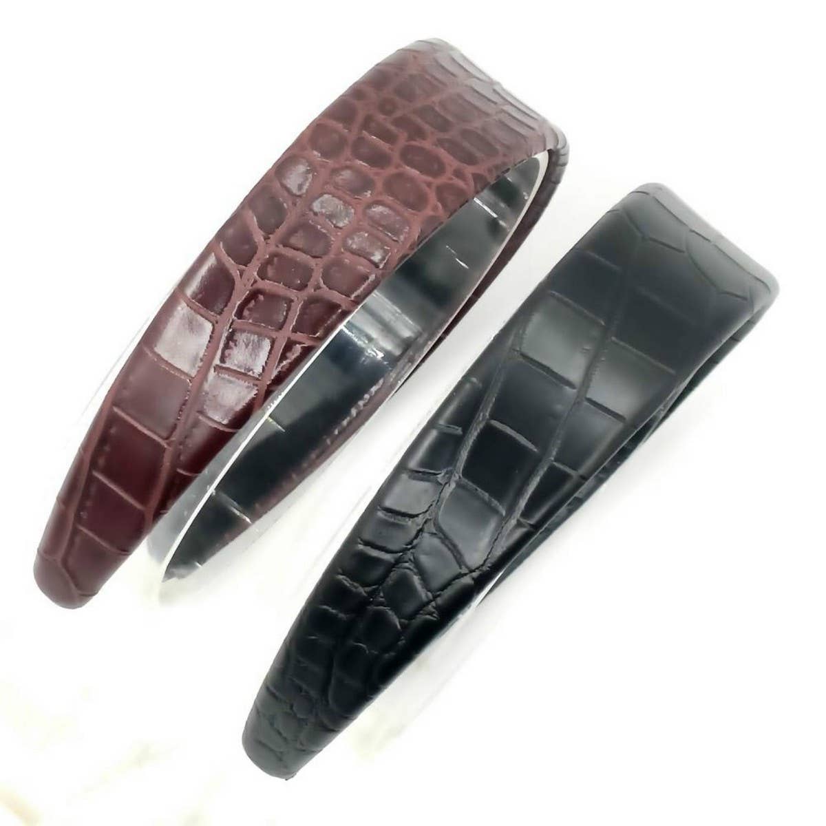 Vintage Two-Tone Crocodile PU Wide Hairband