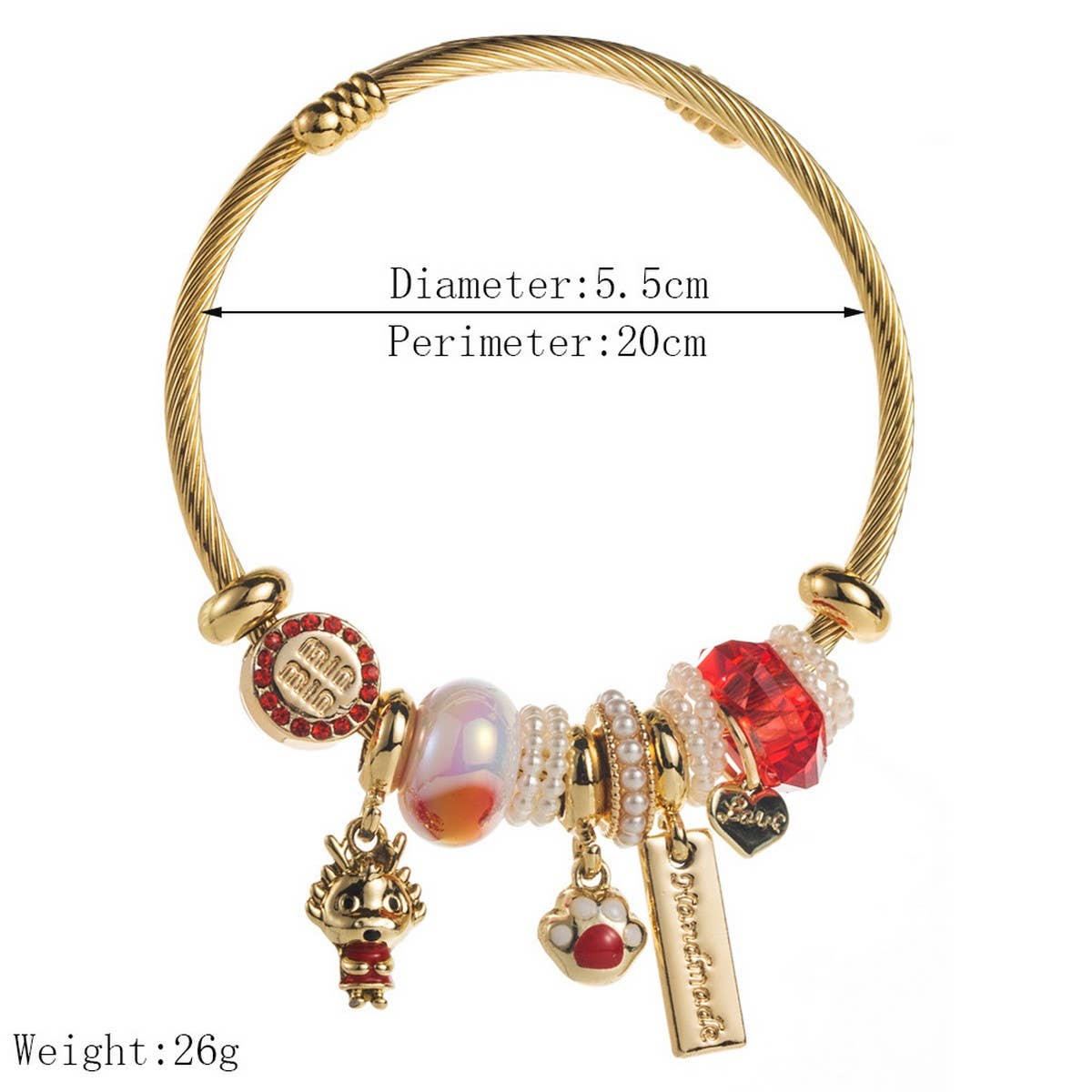 Gold Stainless Steel Bracelet with Animal Charms