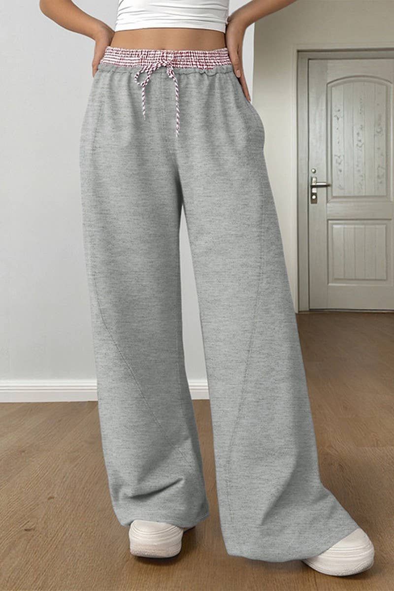 CWBLP00949_COLORBLOCK PATCHWORK STRAIGHT LEG CASUAL PANTS