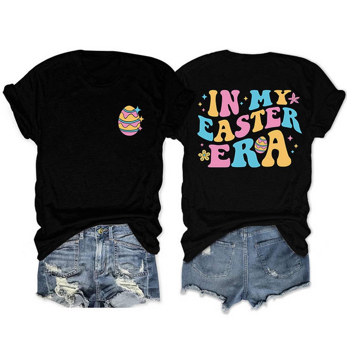 EASTER TREND DOUBLE SIDED LETTER PRINTED TEES_CWTTS0869