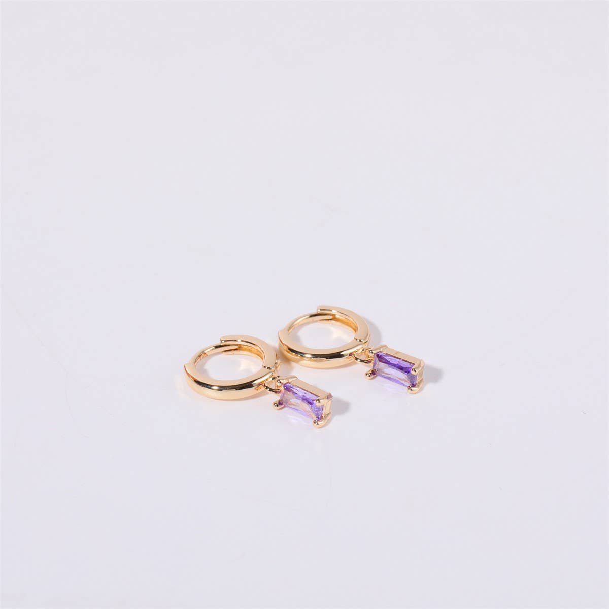 Retro Simple Colored Birthstone Earrings_CWMM5348