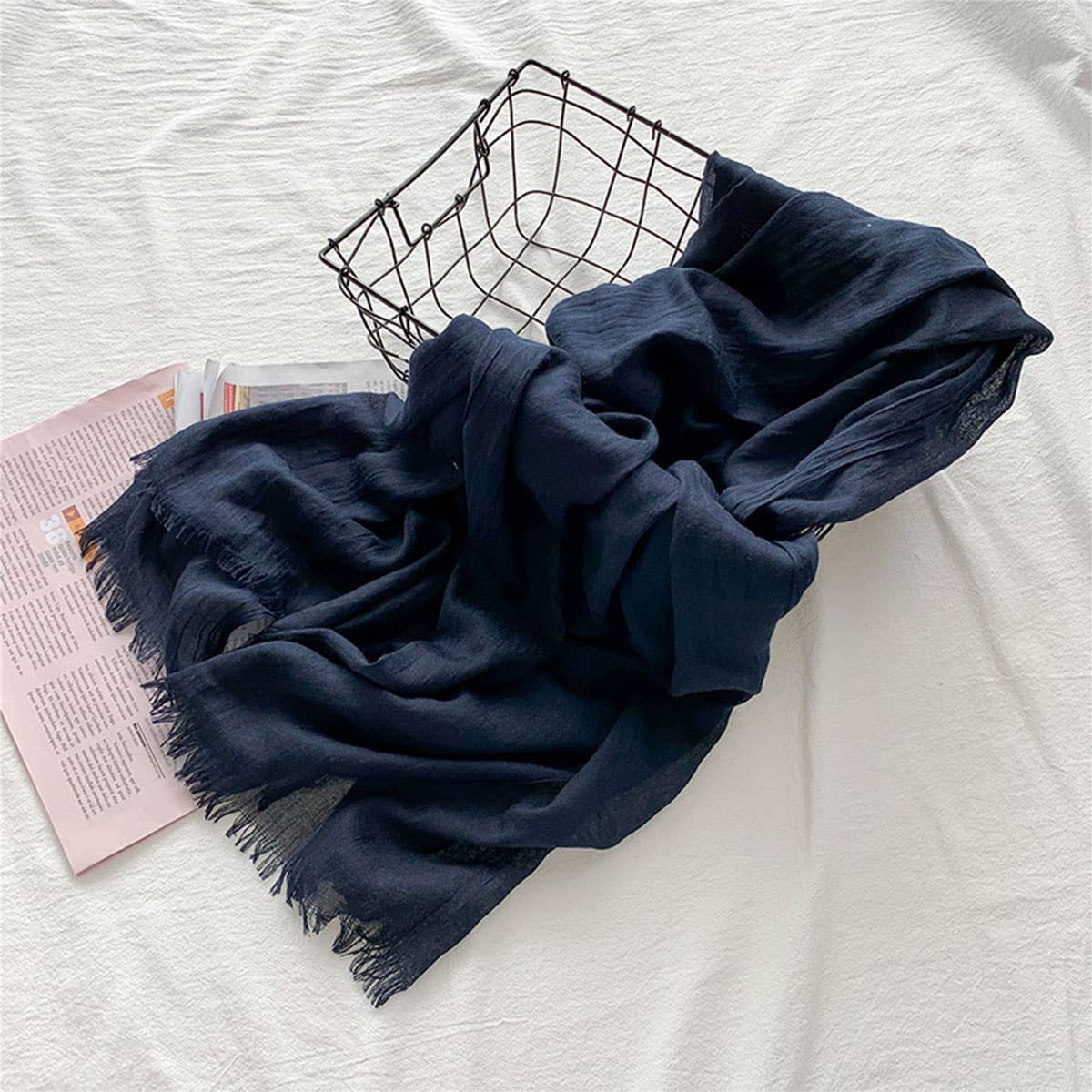 Cotton Linen Solid Color Beach Shawl Scarf