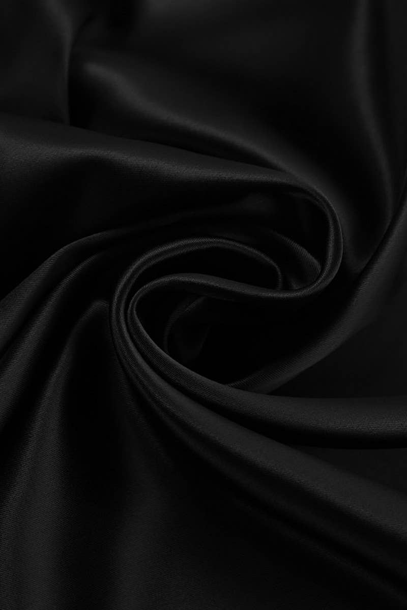 CWDMD4269_V-NECK HOLLOW LACE BLACK FISHTAIL DRESS