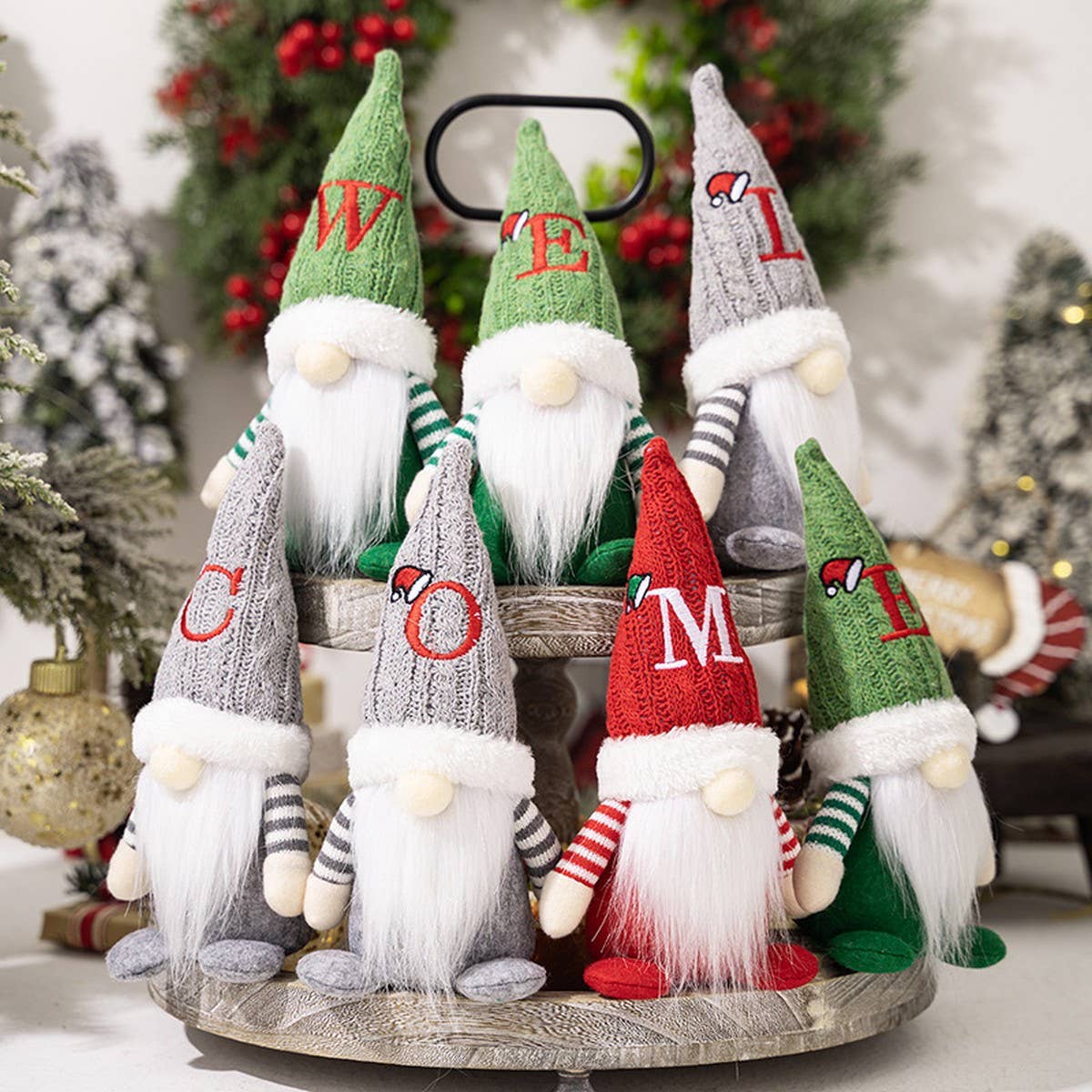CWMM10338_CHRISTMAS KNITTED HAT GNOME RUDOLPH ORNAMENT