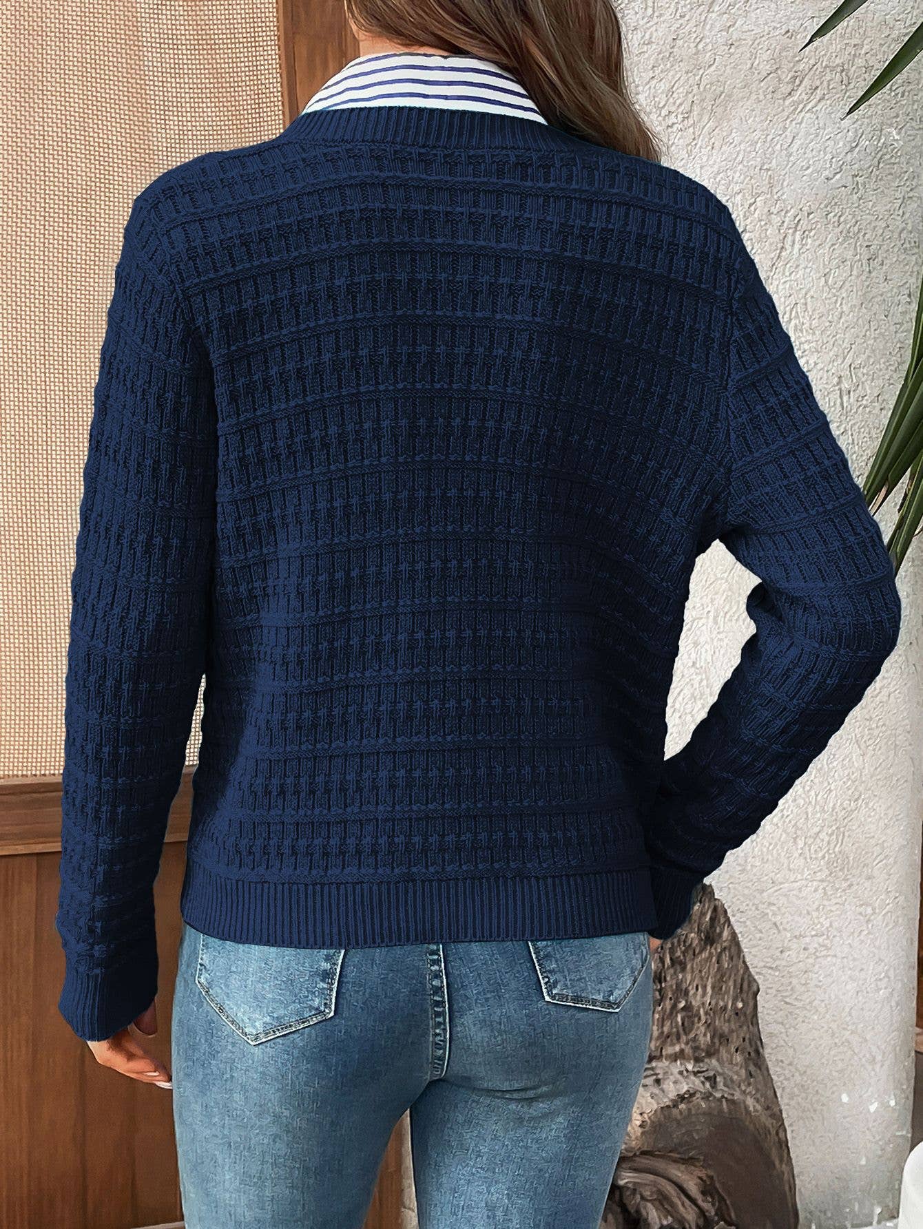 Solid-color commuter knitted casual Cardigan