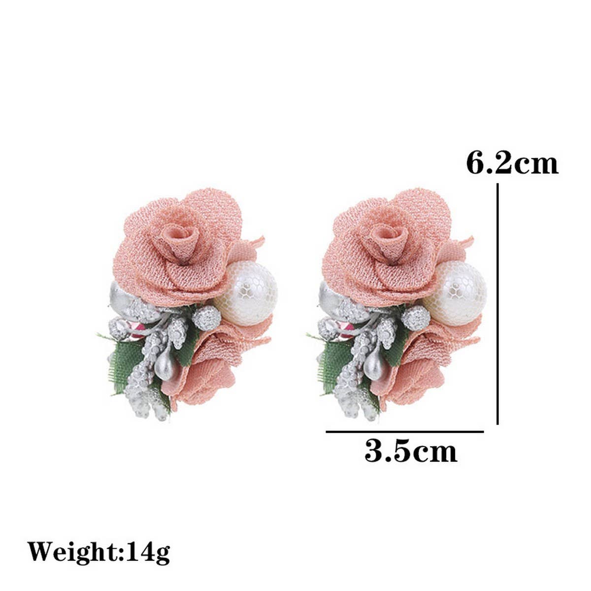 Pearl Fabric Flower Stud Earrings ??Unique Design_CWMM6256