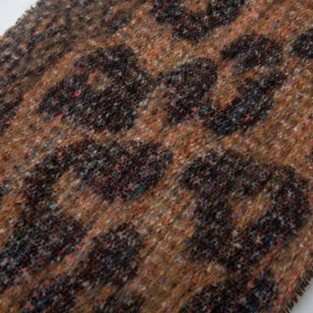 Leopard Jacquard Scarf ? Fringe Winter Wrap