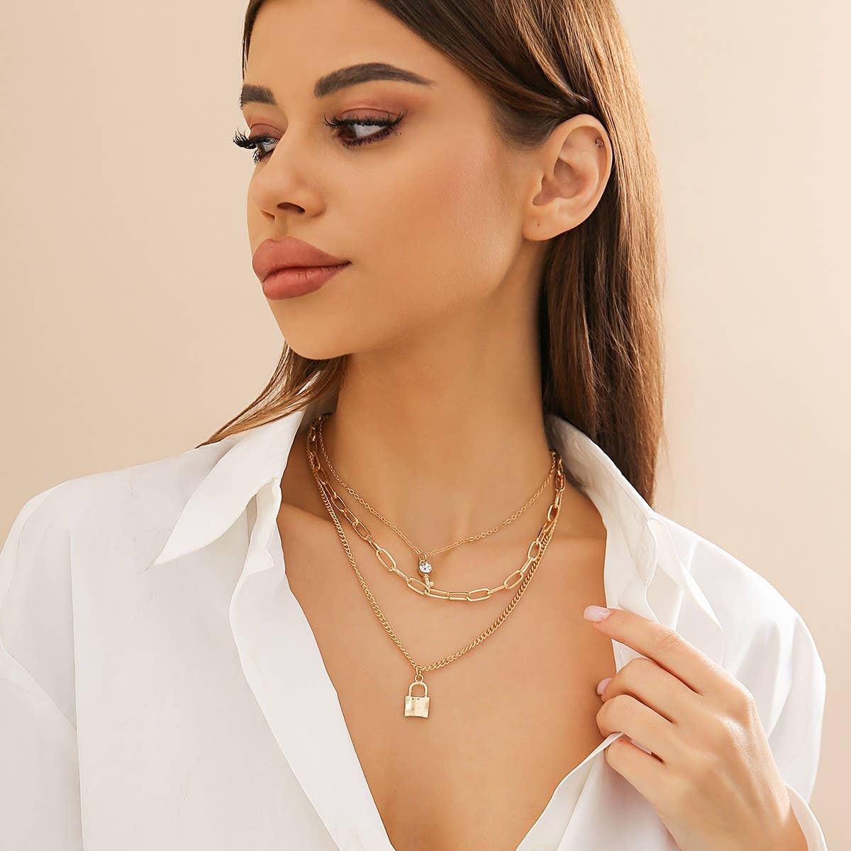 MINIMALIST LOCK KEY PENDANT NECKLACE