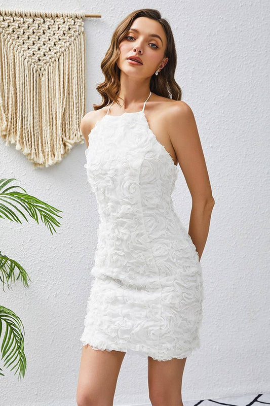 CWDHL01125_SLEEVELESS HALTER ROSE STRAP BODYCON DRESS