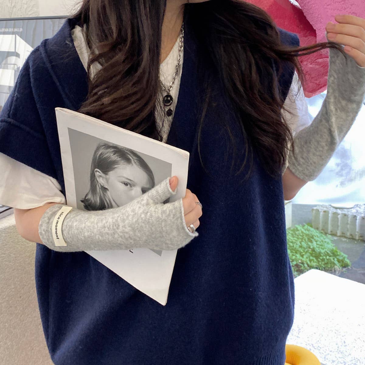 SOLID COLOR FINGERLESS TOUCH SCREEN GLOVES_CWAG0138