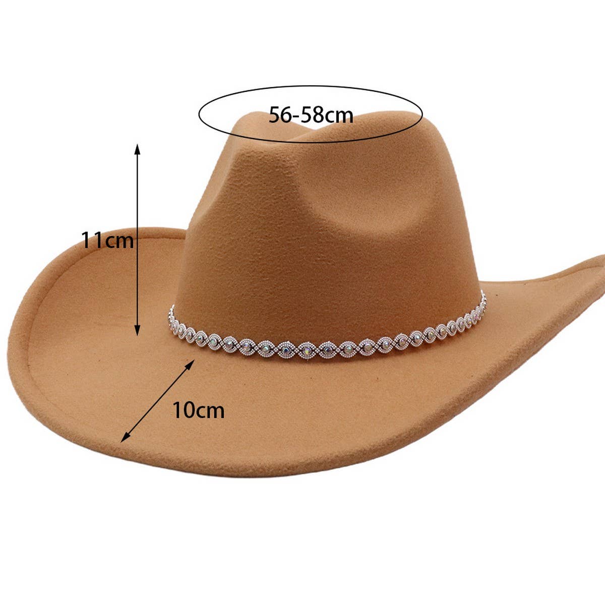 New Western Cowboy Fedora Hat Ethnic Wool Style_CWAH04475