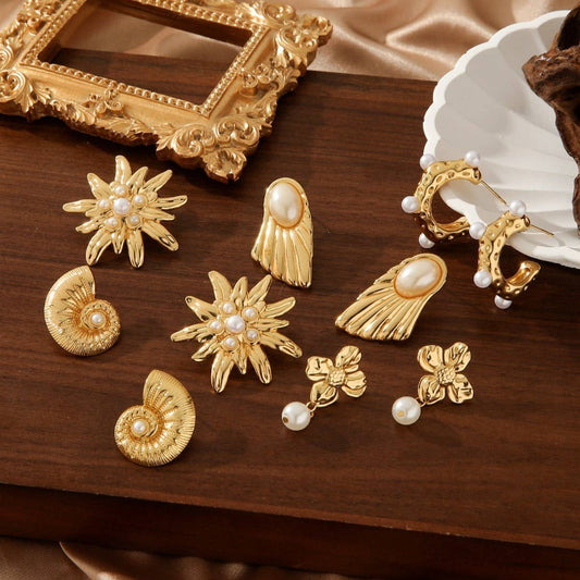 VINTAGE HIGHLIGHT BEAD TITANIUM STEEL EARRINGS