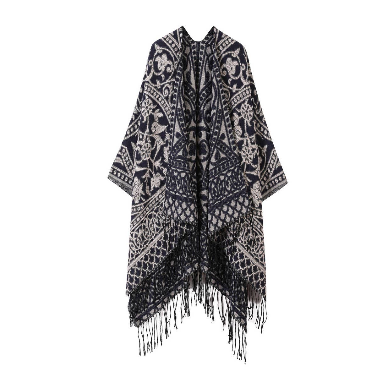 WARM FAUX CASHMERE TASSEL SCARF CAPE SHAWL