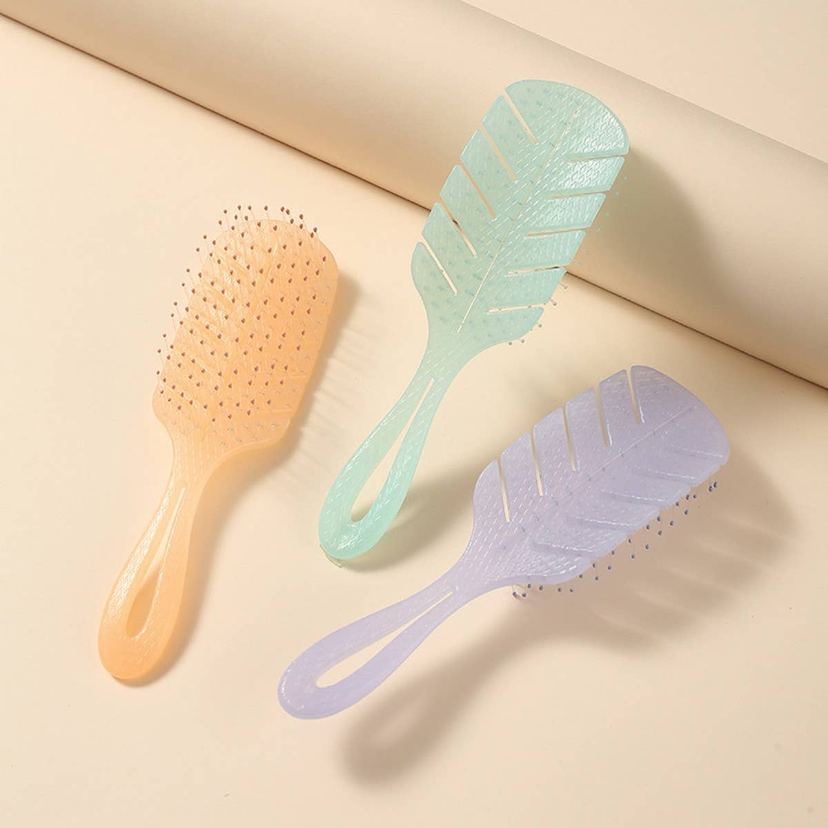 LEAF JELLY COLOR HOLLOW QUICK DRY HAIR COMB_CWAHA1881