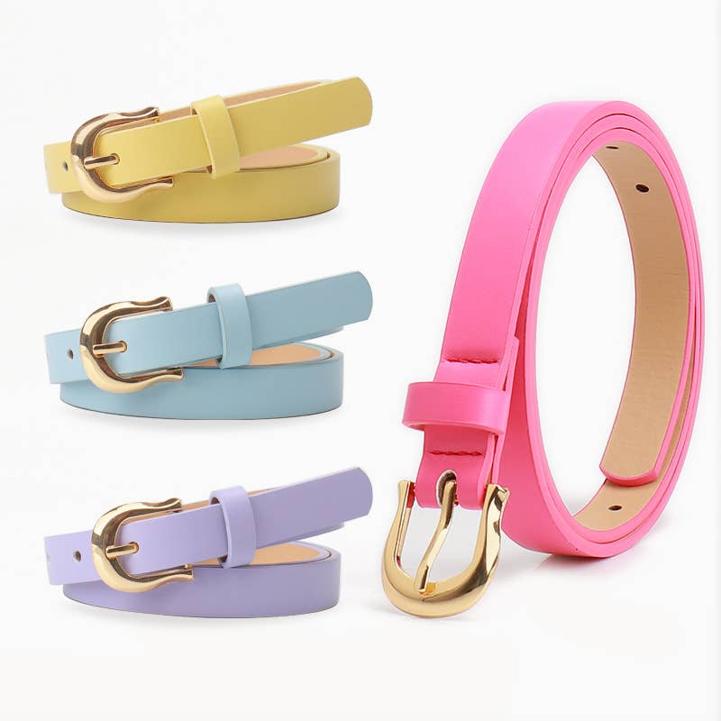 Versatile pink-button flat belt for commuting