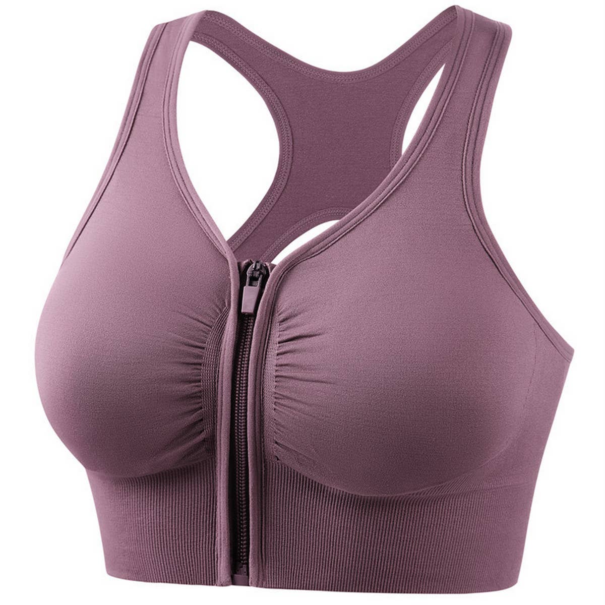 FRONT ZIPPER CUTOUT BACK SPORTS BRA