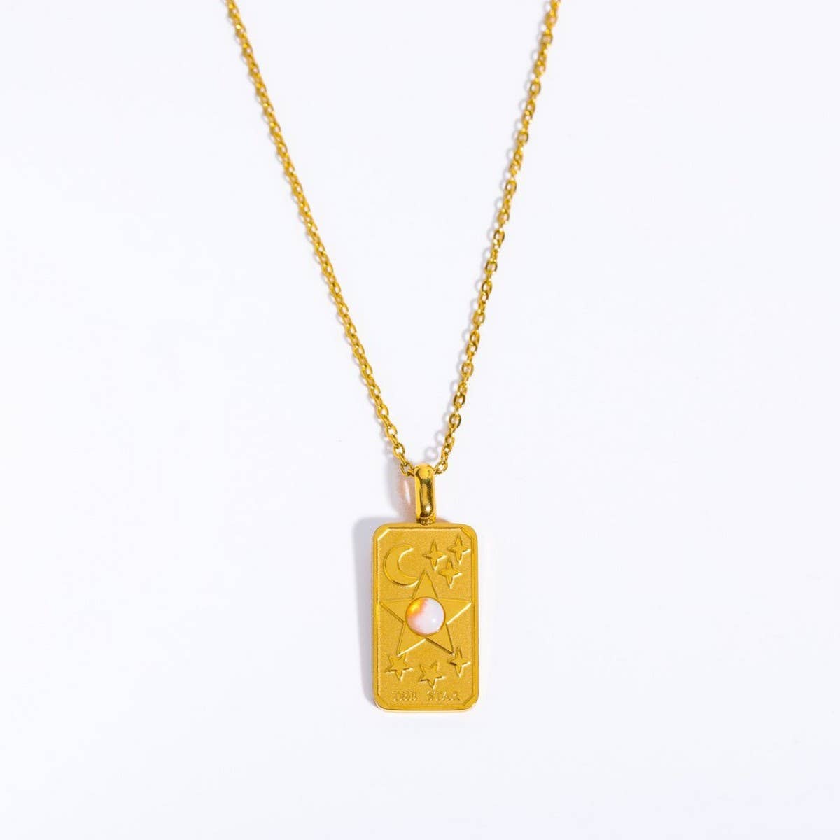 STAINLESS STEEL 3D RELIEF OPAL PENDANT NECKLACE_CWMM3908