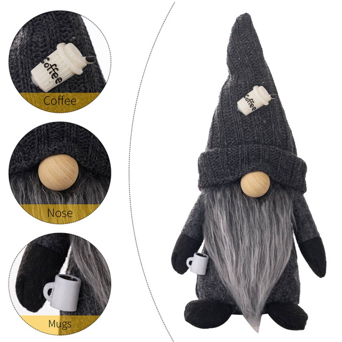 CWASC1949_POINTY HAT RUDOLPH DWARF COFFEE DOLL DECORATION