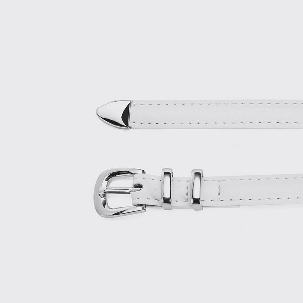 CWABE0881_SIMPLE AND VERSATILE SILVER BUCKLE BELT