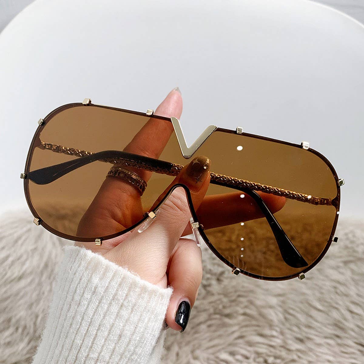 METAL FRAME ONE-PIECE LENSES SUNGLASSES