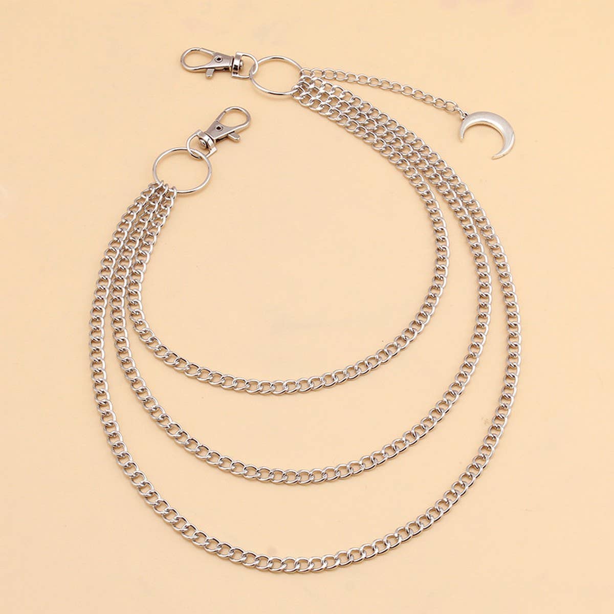 VINTAGE MOON PENDANT MULTI LAYER PANT CHAIN
