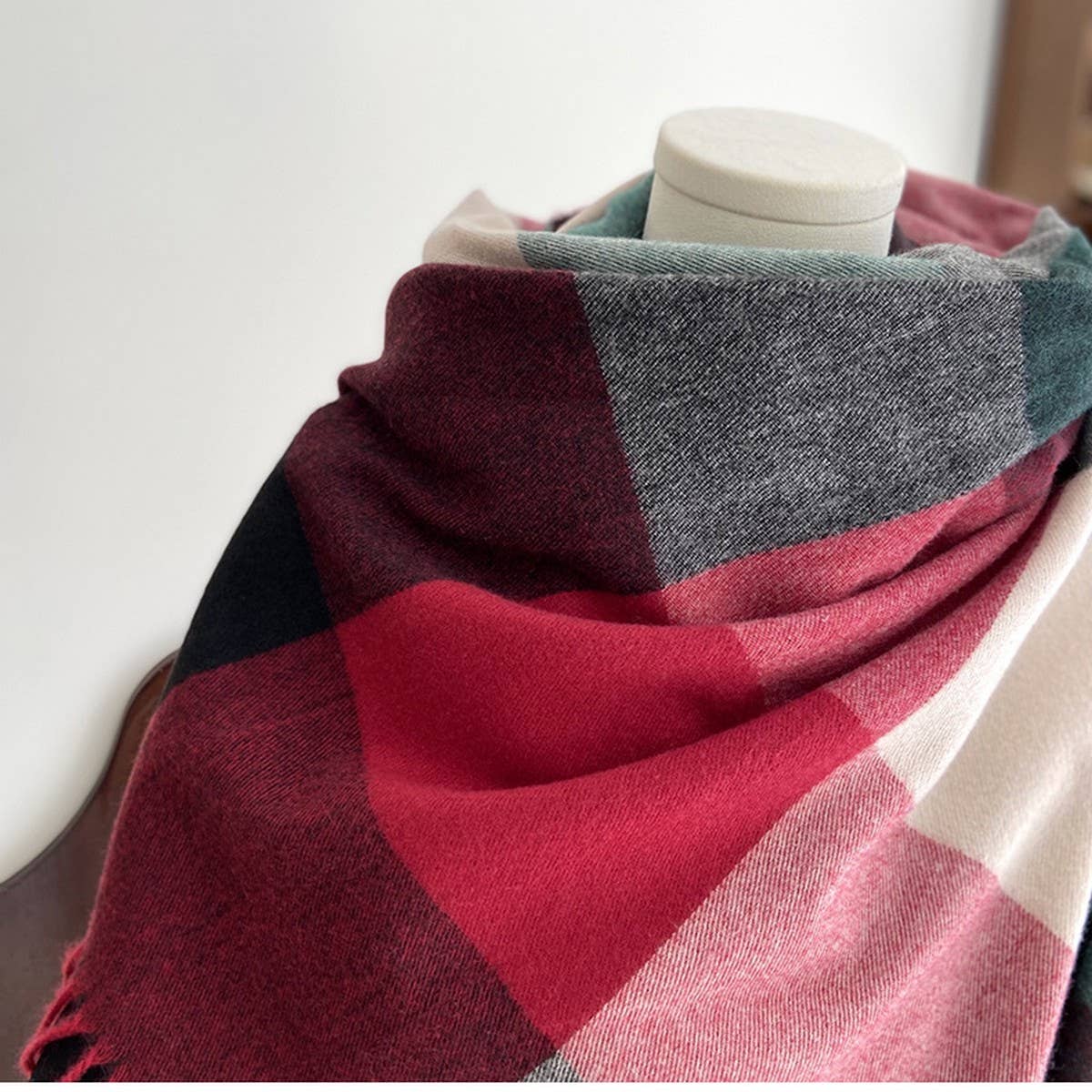 Warm Plaid Scarf Shawl for Women--Soft Winter Wrap