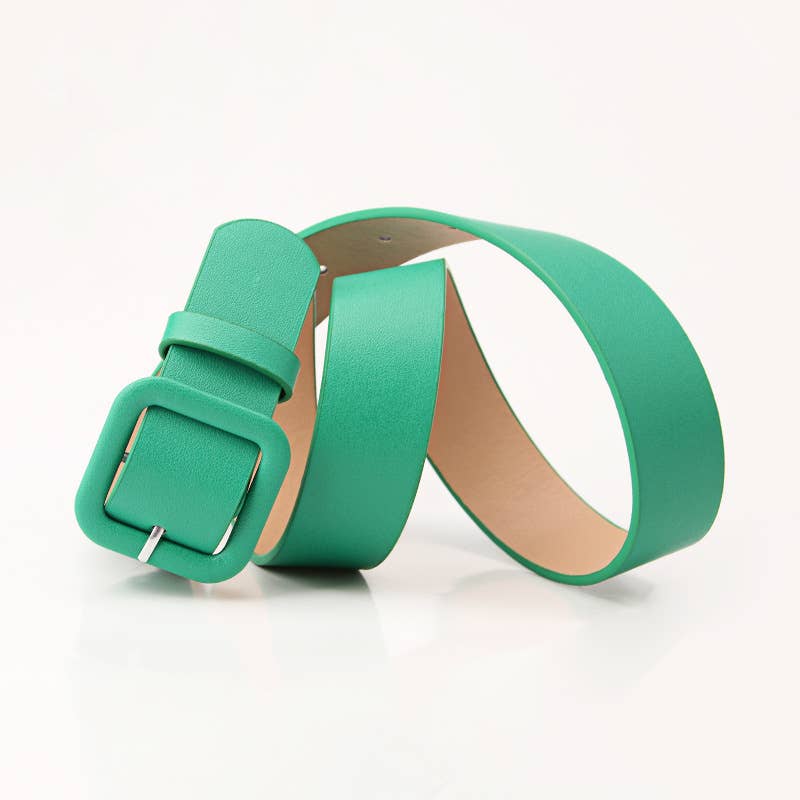Square-buckle candy-colored versatile belt