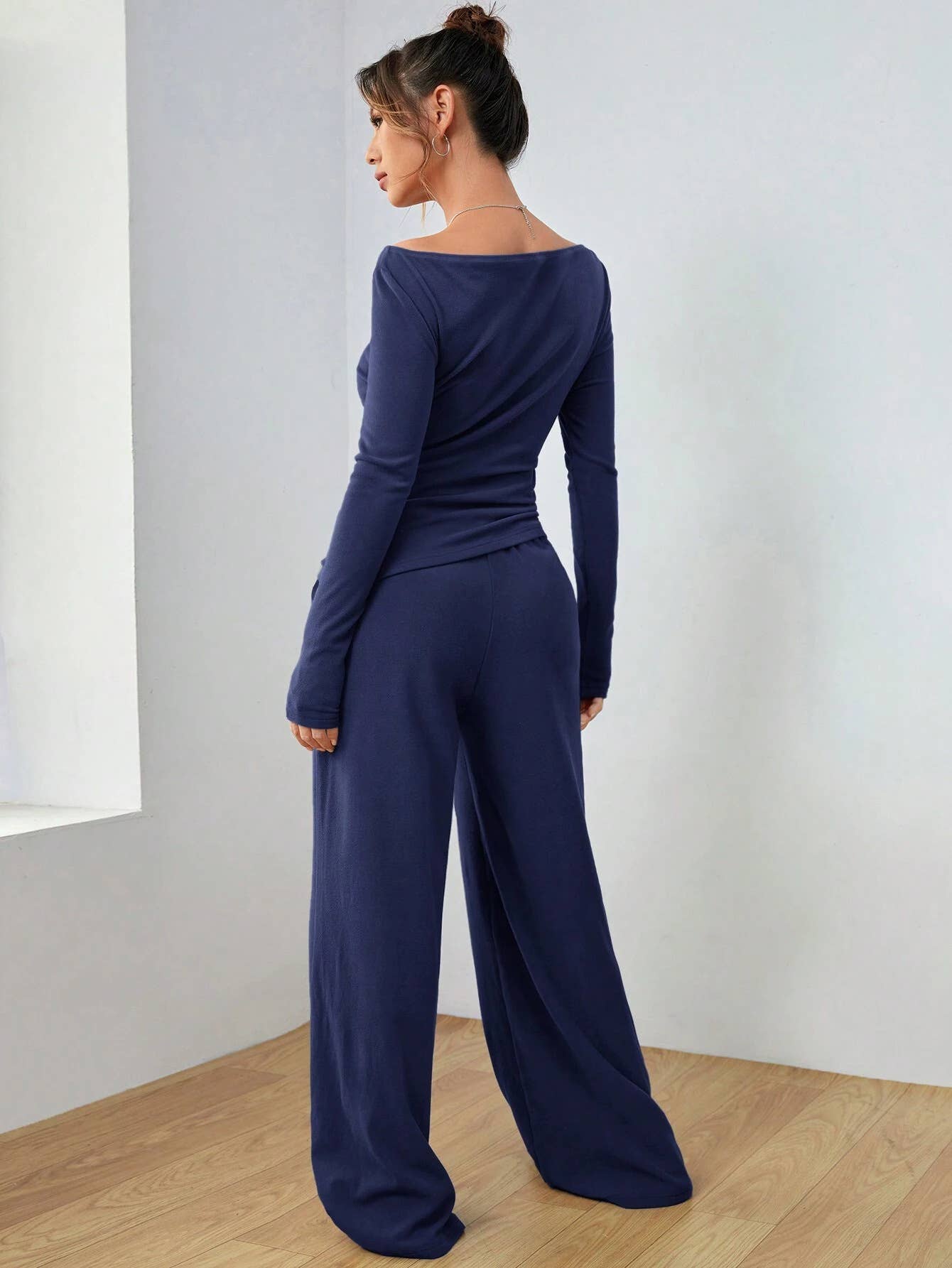 LONG-SLEEVED CASUAL WIDE-LEG PANTS TWO-PIECE SET