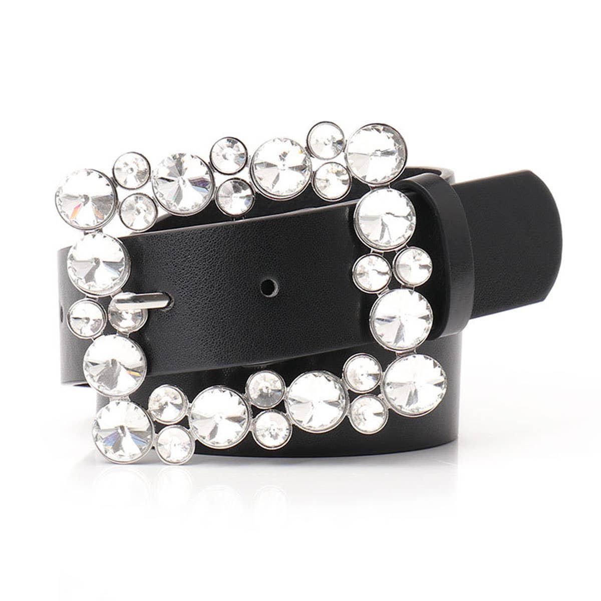 Square buttons and rhinestones fashionable belt