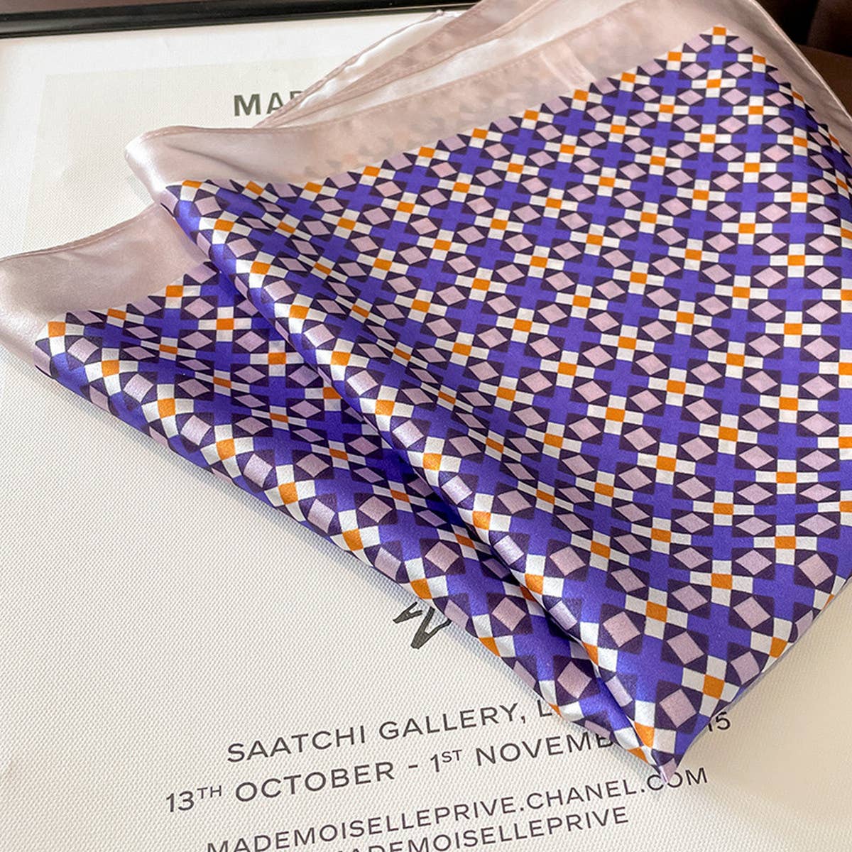 Purple Floral Silk Scarf - Elegant Square Scarf_CWASC0626