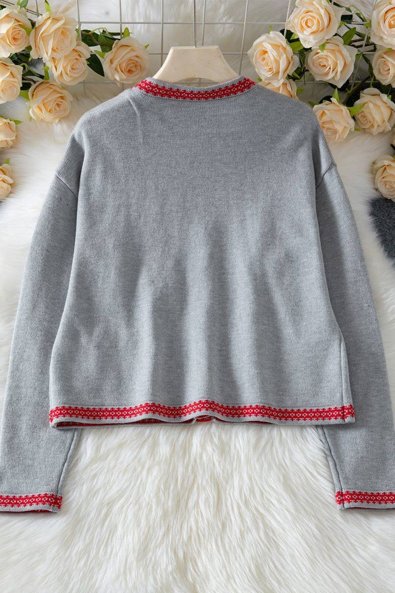 CWOCAL00729_COLOR TRIM BUTTON FRONT LUXURY KNIT CARDIGAN