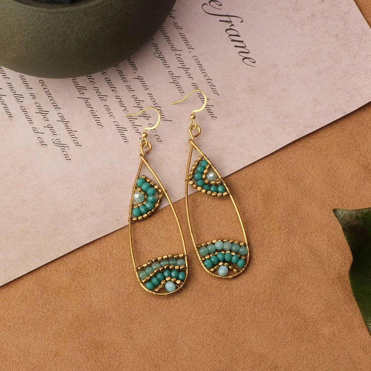 HIGH-GRADE NATURAL STONE WOVEN COLORFUL EARRINGS
