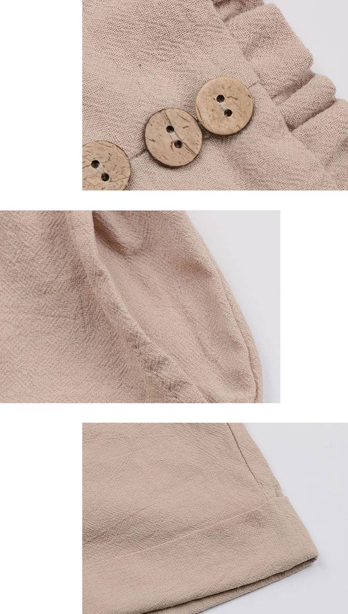 STYLISH SOLID COLOR COTTON AND LINEN SHORTS