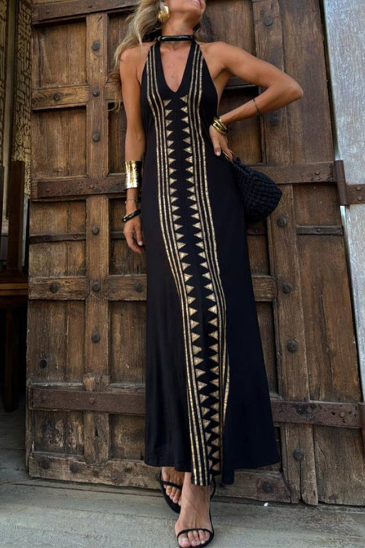 CWDHL1001_SUMMER NEW V-NECK HALTER NECK SEXY LONG SKIRT