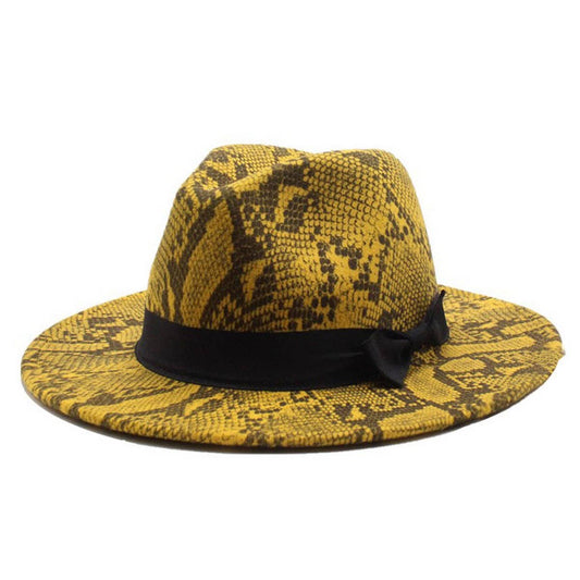 TWEED HAT SNAKE PATTERN HAT FLAT BRIM HAT JAZZ HAT_CWAH2590