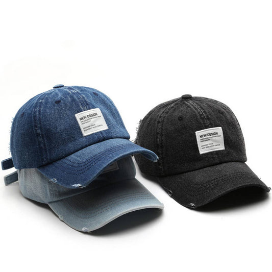 CWAH3215_FASHION RETRO DISTRESSED PATCH DENIM BASEBALL CAP