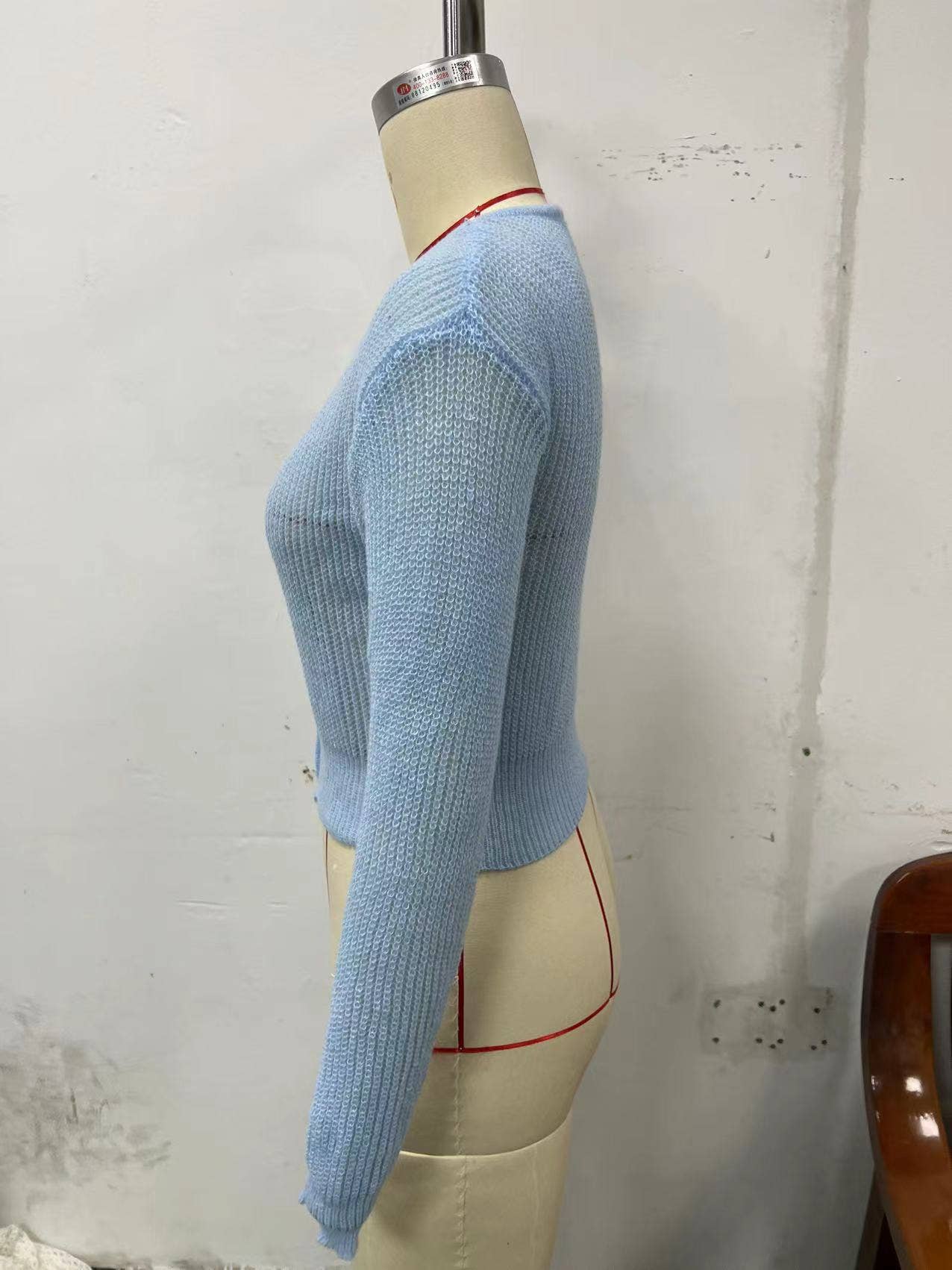 LONG SLEEVE PIT STRIP KNITTED ELASTIC CARDIGAN