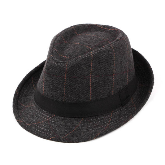 2024 NEW BRITISH STYLE CLASSIC PLAID JAZZ HAT_CWAH1914