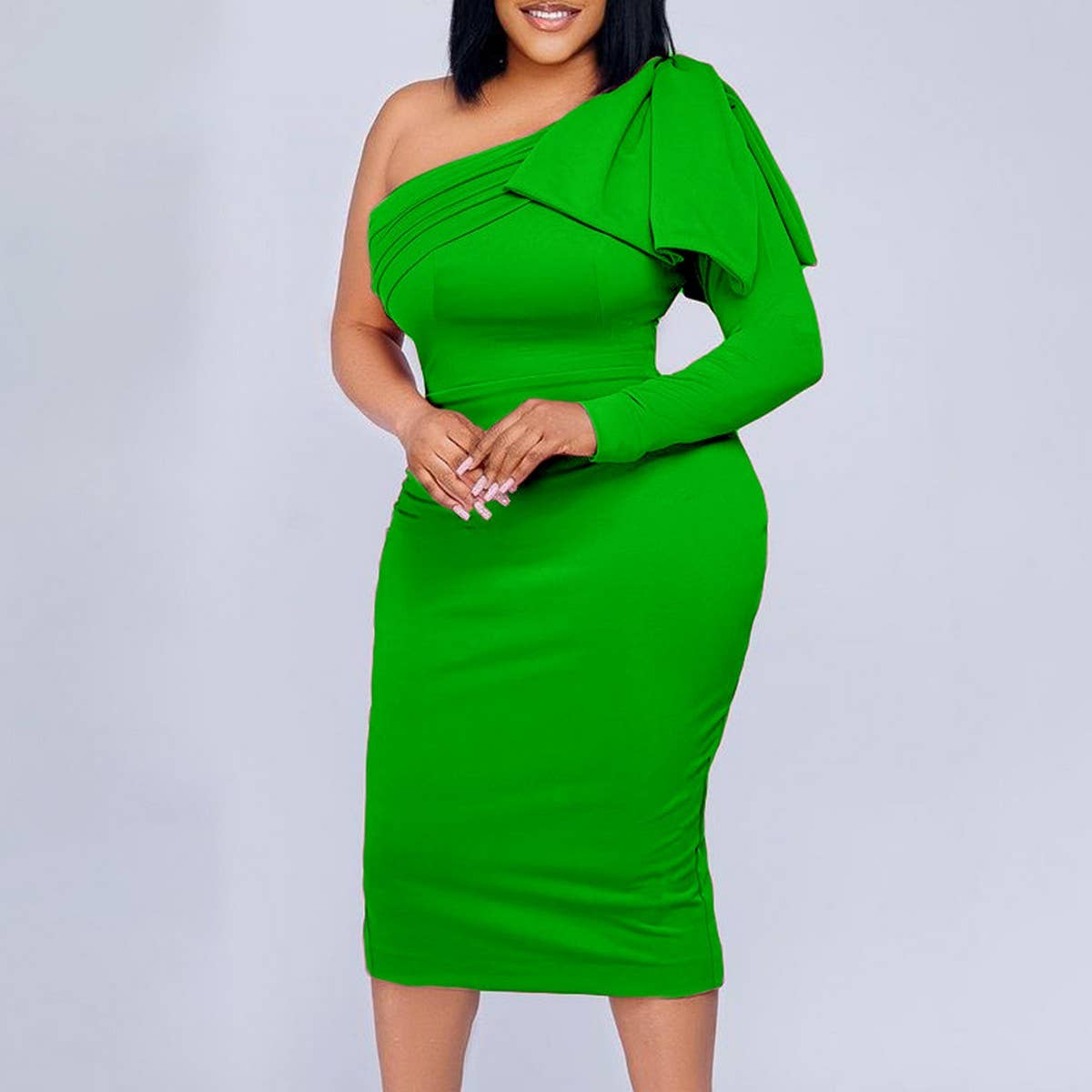 SLANT COLLAR SOLID COLOR FASHIONABLE HIPSEXY DRESS_CWDSD6162